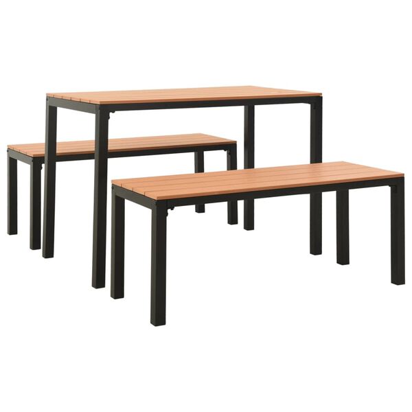 vidaXL 3dílný zahradní jídelní set ocel a WPC hnědý a černý