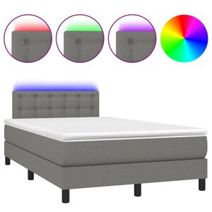 vidaXL Box spring postel s matrac&iacute; a LED tmavě &scaron;ed&aacute; 120x190 cm textil