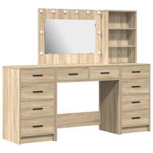vidaXL Kosmetick&yacute; stůl se z&aacute;suvkou 3 pcs Sonoma dub kompozitn&iacute; dřevo