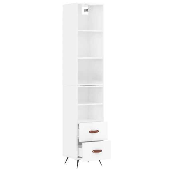 vidaXL Skř&iacute;ň highboard b&iacute;l&aacute; s vysok&yacute;m leskem 34,5x34x180 cm kompozit