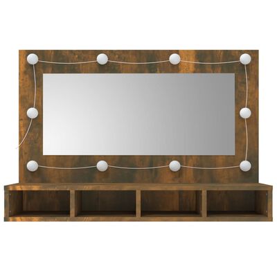 vidaXL Zrcadlová skříňka s LED kouřový dub 90 x 31,5 x 62 cm