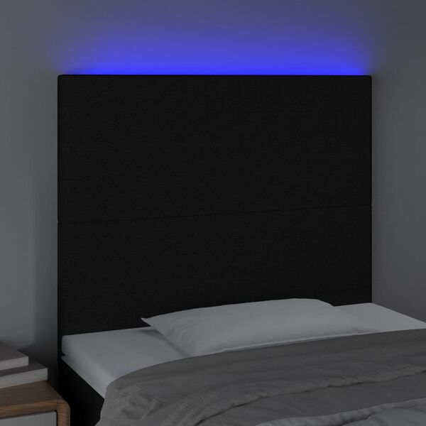 vidaXL Čelo postele s LED čern&eacute; 100x5x118/128 cm textil