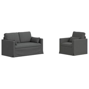 vidaXL Set pohovek 2 ks Tmavě &scaron;ed&aacute; textil