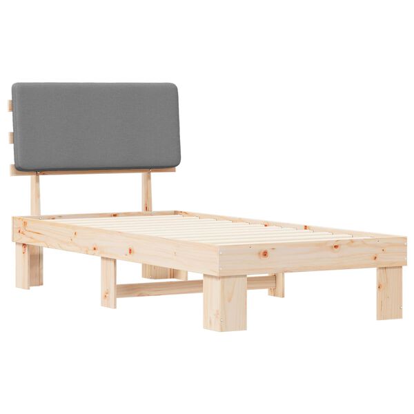 vidaXL R&aacute;m postele s čalouněn&yacute;m čelem s čelo Světle &scaron;ed&aacute; 100 x 200 cm