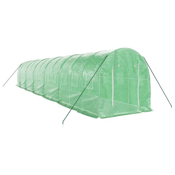 vidaXL Sklen&iacute;k s ocelov&yacute;m r&aacute;mem zelen&yacute; 24 m&sup2; 12 x 2 x 2 m
