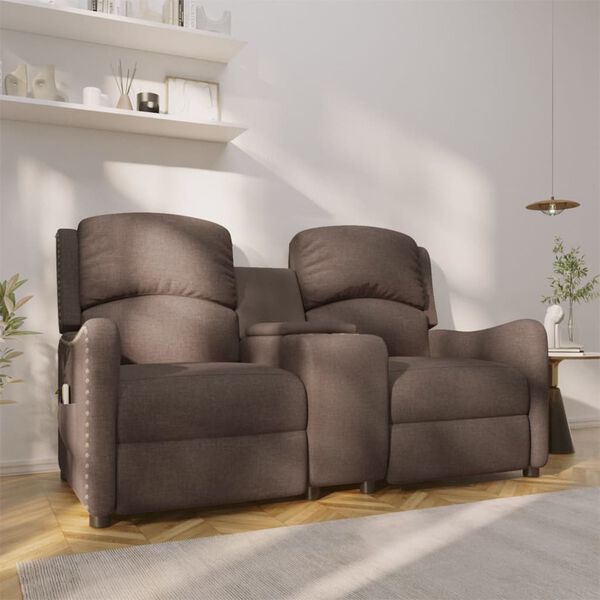 vidaXL 2místné masážní polohovací křeslo s držáky nápojů taupe textil