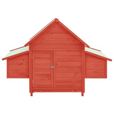 vidaXL Kurník červený a bílý 152 x 96 x 110 cm masivní jedlové dřevo