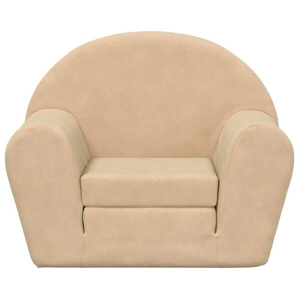 vidaXL Dětské rozkládací pohovka krémová měkký plyš