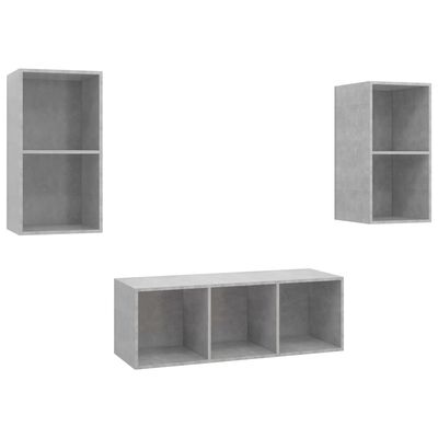vidaXL 3dílný set TV skříněk betonově šedý dřevotříska