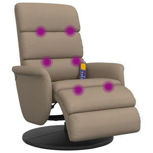 vidaXL Mas&aacute;žn&iacute; polohovac&iacute; křeslo s podnožkou cappuccino uměl&aacute; kůže