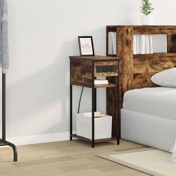 vidaXL Nočn&iacute; skř&iacute;ňka Kouřov&yacute; dub 41 x 28 x 76 cm kompozitn&iacute; dřevo