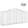 vidaXL Klenut&eacute; gabionov&eacute; ko&scaron;e 30ks 200x30x80/100 cm pozinkovan&eacute; železo