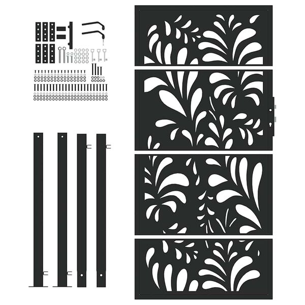 vidaXL Zahradn&iacute; branka čern&aacute; 100 x 175 cm ocelov&aacute; vlnit&aacute; konstrukce