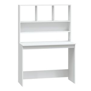 vidaXL Psac&iacute; stůl s policemi b&iacute;l&yacute; 102 x 45 x 148 cm kompozitn&iacute; dřevo