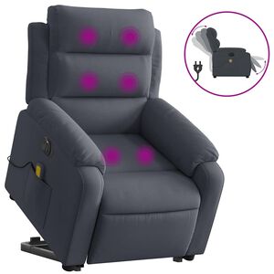 vidaXL Elektrick&eacute; zvedac&iacute; mas&aacute;žn&iacute; polohovac&iacute; křeslo tmavě &scaron;ed&eacute; samet
