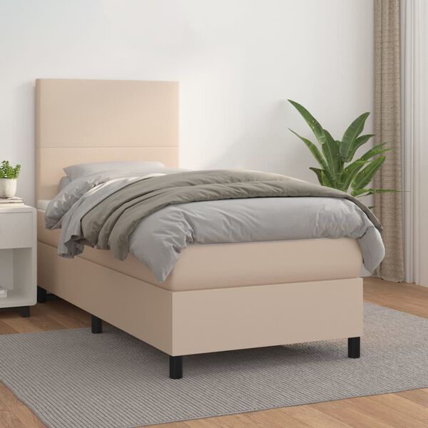 vidaXL Box spring postel s matrací cappuccino 90x190 cm umělá kůže