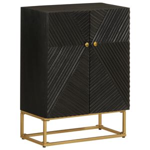 vidaXL Př&iacute;born&iacute;k čern&yacute; 55x30x76 cm masivn&iacute; mangovn&iacute;kov&eacute; dřevo a železo