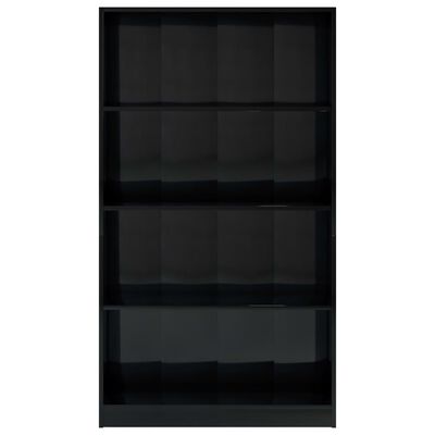vidaXL 4patrová knihovna vysoký lesk černá 80x24x142 cm dřevotříska