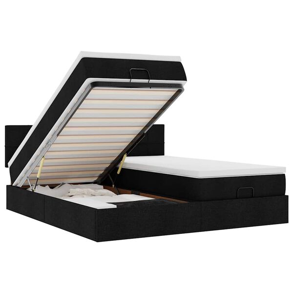 vidaXL Osmansk&yacute; r&aacute;m postele s matrac&iacute; čern&aacute; 180x200cm textil