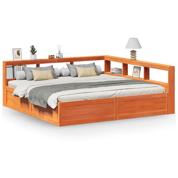 vidaXL Postel s knihovnou bez matrace 180 x 200 cm masivn&iacute; borovice