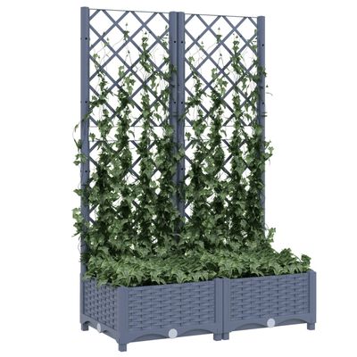 vidaXL Zahradní truhlík s treláží tmavě šedý 80 x 40 x 121,5 cm PP