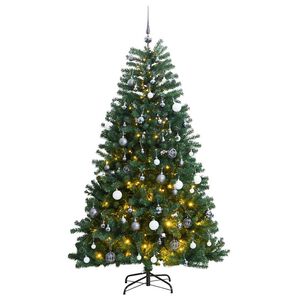 vidaXL Uměl&yacute; skl&aacute;pěc&iacute; v&aacute;nočn&iacute; stromek s 300 LED a koulemi 180 cm