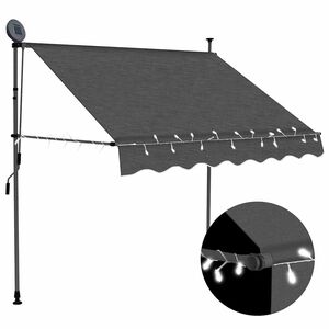 vidaXL Ručně zatahovac&iacute; mark&yacute;za s LED světlem 150 cm antracitov&aacute;