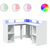 vidaXL Psac&iacute; stůl s LED světly b&iacute;l&yacute; 130 x 130 x 91 cm kompozitn&iacute; dřevo