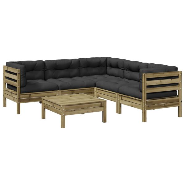 vidaXL 6d&iacute;ln&aacute; zahradn&iacute; sedac&iacute; souprava a podu&scaron;ky impregnovan&aacute; borovice