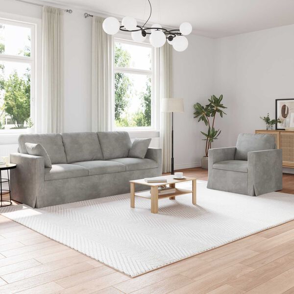 vidaXL Pohovka 2 pcs Světle &scaron;ed&aacute;