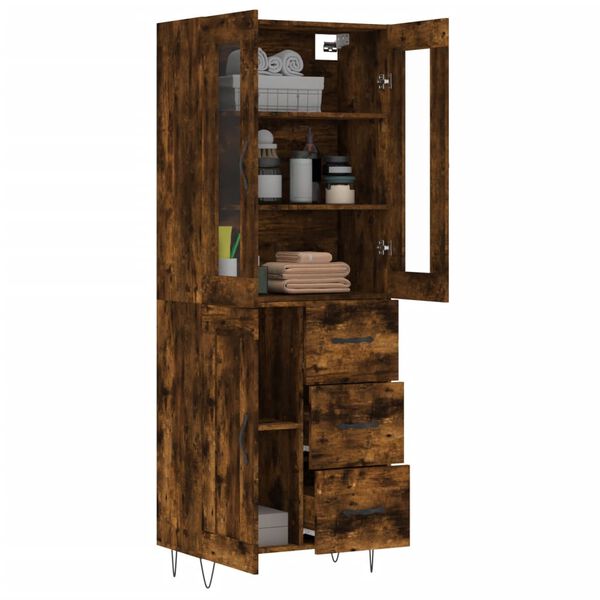 vidaXL Skř&iacute;ň highboard kouřov&yacute; dub 69,5 x 34 x 180 cm kompozitn&iacute; dřevo