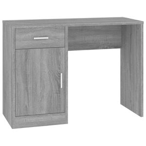 vidaXL Psac&iacute; stůl z&aacute;suvka a skř&iacute;ňka &scaron;ed&yacute; sonoma 100x40x73 cm kompozit
