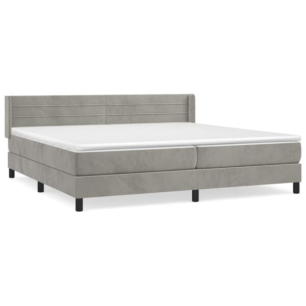 vidaXL Box spring postel s matrac&iacute; světle &scaron;ed&aacute; 200x200 cm samet