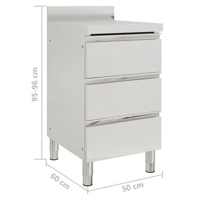 vidaXL Gastro kuchyňská skříňka se 3 zásuvkami nerezová ocel