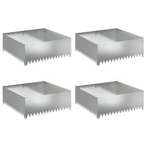 vidaXL Okraj tr&aacute;vn&iacute;ku 4 pcs 100 x 100 x 35 cm Ocel Stř&iacute;brn&aacute;