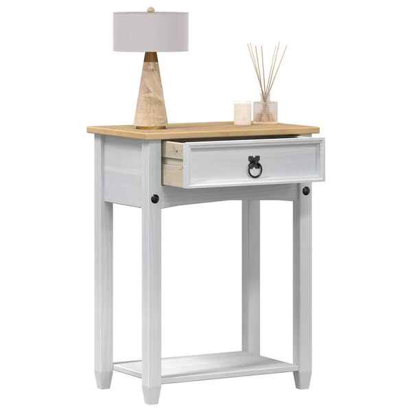 vidaXL Konzolov&yacute; stolek B&iacute;l&aacute; 55 x 35 x 73 cm Masivn&iacute; borov&eacute; dřevo