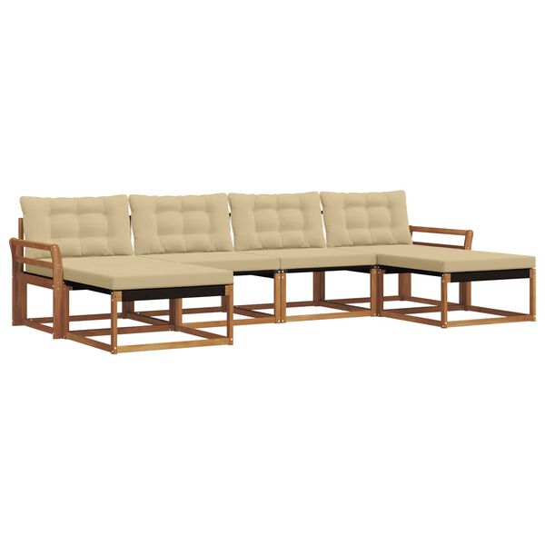 vidaXL Venkovn&iacute; pohovkov&aacute; souprava 6 pcs Přirozen&aacute; a B&eacute;žov&aacute;