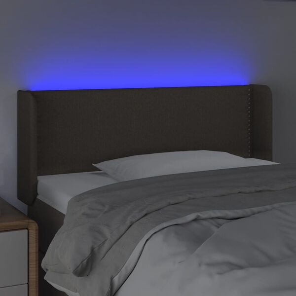 vidaXL Čelo postele s LED taupe 93 x 16 x 78/88 cm textil