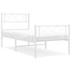 vidaXL Kovov&yacute; r&aacute;m postele s hlavov&yacute;m a nožn&iacute;m čelem b&iacute;l&yacute; 100 x 200 cm