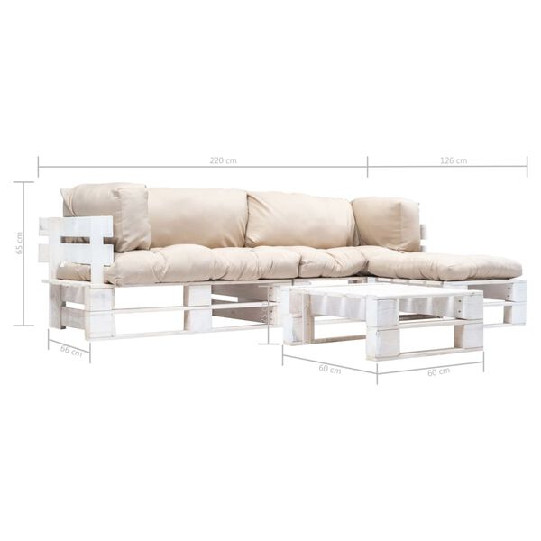 vidaXL 4d&iacute;ln&aacute; zahradn&iacute; sedac&iacute; souprava z palet p&iacute;skov&eacute; podu&scaron;ky dřevo