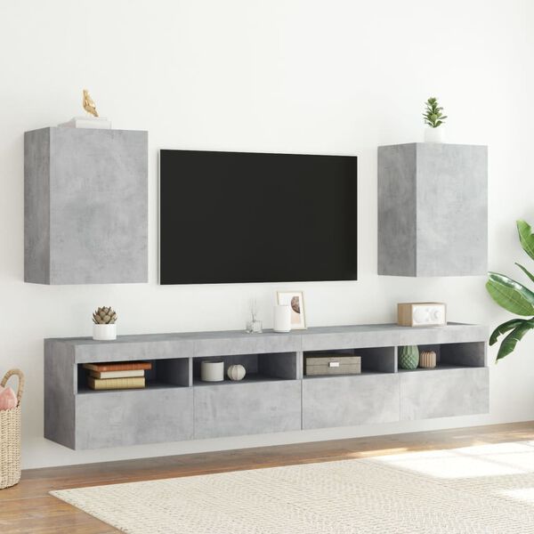 vidaXL N&aacute;stěnn&eacute; TV skř&iacute;ňky 2 ks betonově &scaron;ed&eacute; 40,5x30x60 cm kompozit