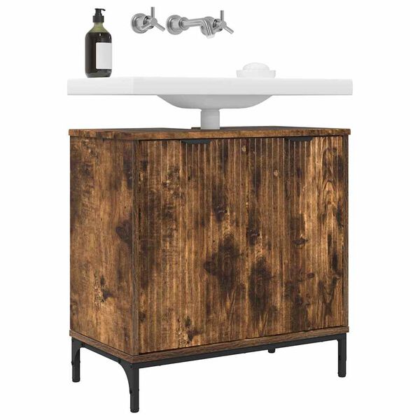 vidaXL Skř&iacute;ňka pod umyvadlo se dveřmi Kouřov&yacute; dub 60,5 x 33,5 x 61 cm