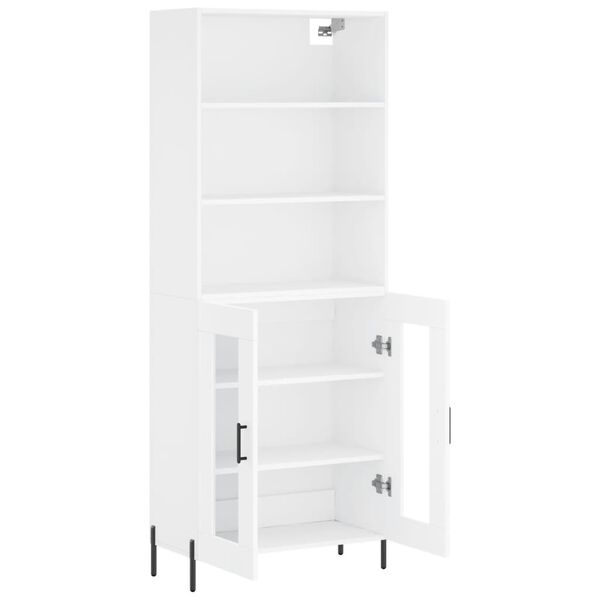 vidaXL Skř&iacute;ň highboard b&iacute;l&aacute; 69,5 x 34 x 180 cm kompozitn&iacute; dřevo
