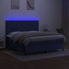 vidaXL Box spring postel s matrac&iacute; a LED modr&aacute; 180x200 cm textil