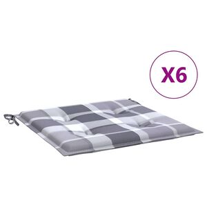 vidaXL Podu&scaron;ky na zahradn&iacute; židli 6 ks &scaron;ed&eacute; k&aacute;rovan&eacute; 40x40x3 cm oxford