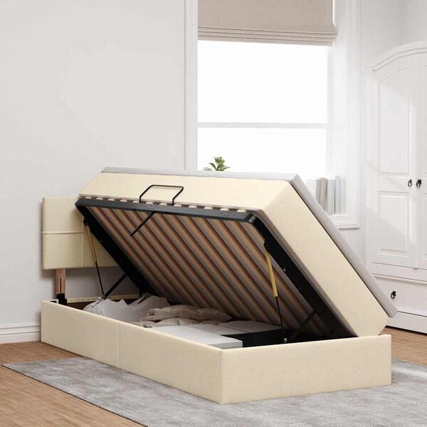 vidaXL Postel s &uacute;ložn&yacute;m prostorem a matrac&iacute; s čelo Kr&eacute;mov&aacute; 90 x 190 cm