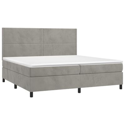 vidaXL Box spring postel s matrací světle šedá 200x200 cm samet
