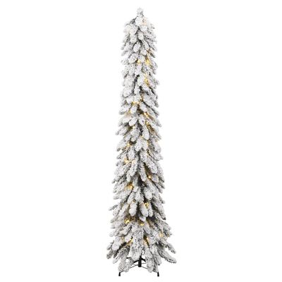 vidaXL Umělý vánoční stromek s LED osvětlením zasněžený 130 LED 210 cm