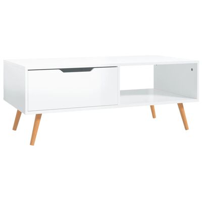vidaXL Konferenční stolek bílý vysoký lesk 100x49,5x43 cm dřevotříska