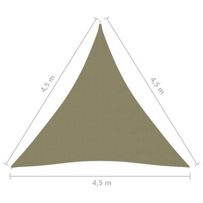 vidaXL Stínící plachta oxford trojúhelníková 4,5 x 4,5 x 4,5 m béžová